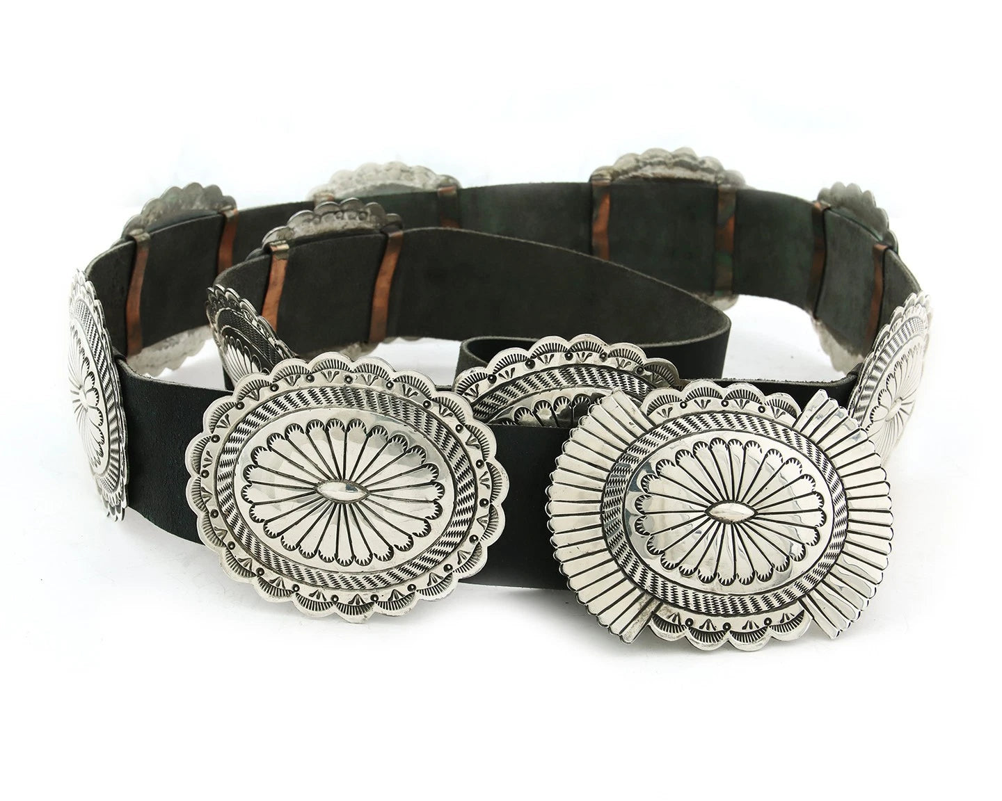 Navajo Concho Belt Sterling Silver Handmade Vintage Signed Suzie James