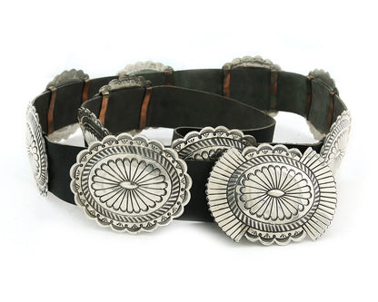 Navajo Concho Belt Sterling Silver Handmade Vintage Signed Suzie James