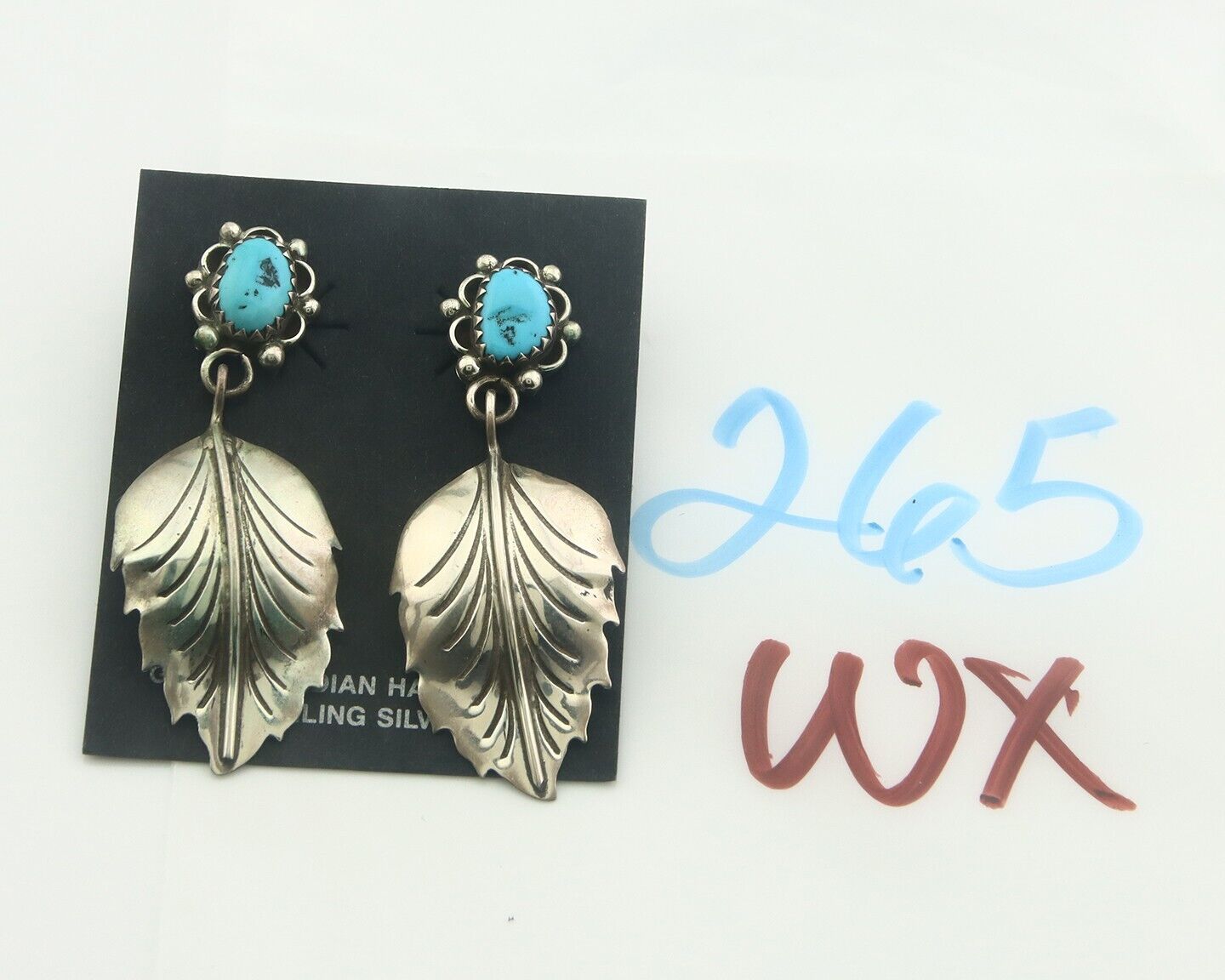 Navajo Earrings 925 Silver Natural Turquoise Native American Artist C.80's