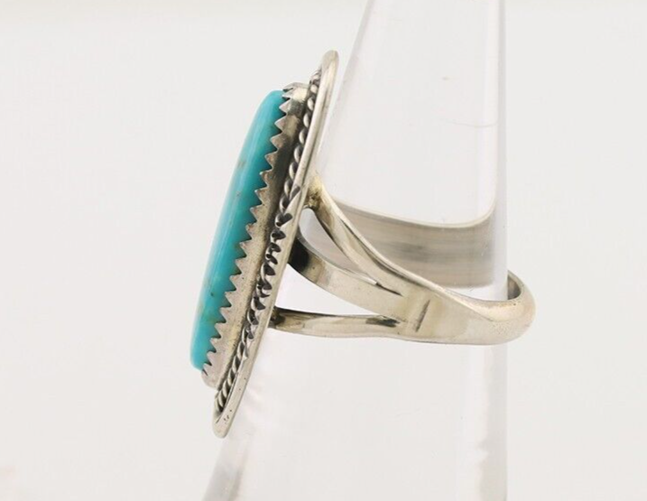 Navajo Ring 925 Silver Blue Turquoise Native Artist Signed M Begay C.80's