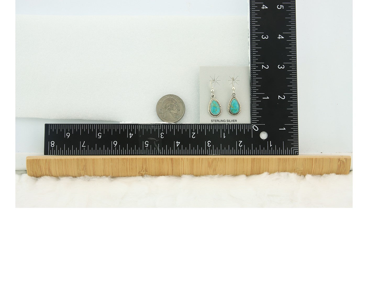 Navajo Earrings Sterling Silver Natural Turquoise Vintage Signed M