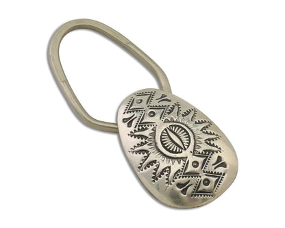 Navajo Hand Stamped Key Chain .925 Silver Handmade Native American Artist C.80's