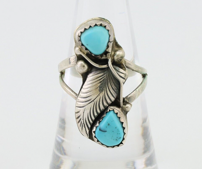 Navajo Handmade Ring 925 Silver Kingman Turquoise Native American Artist C.80's