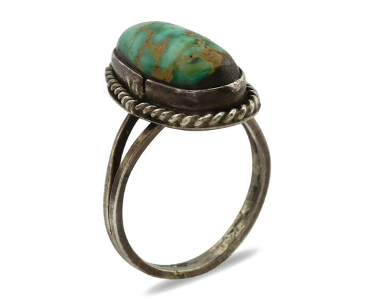 Navajo Ring .925 Silver Royston Turquoise Native American Artist C.1980's