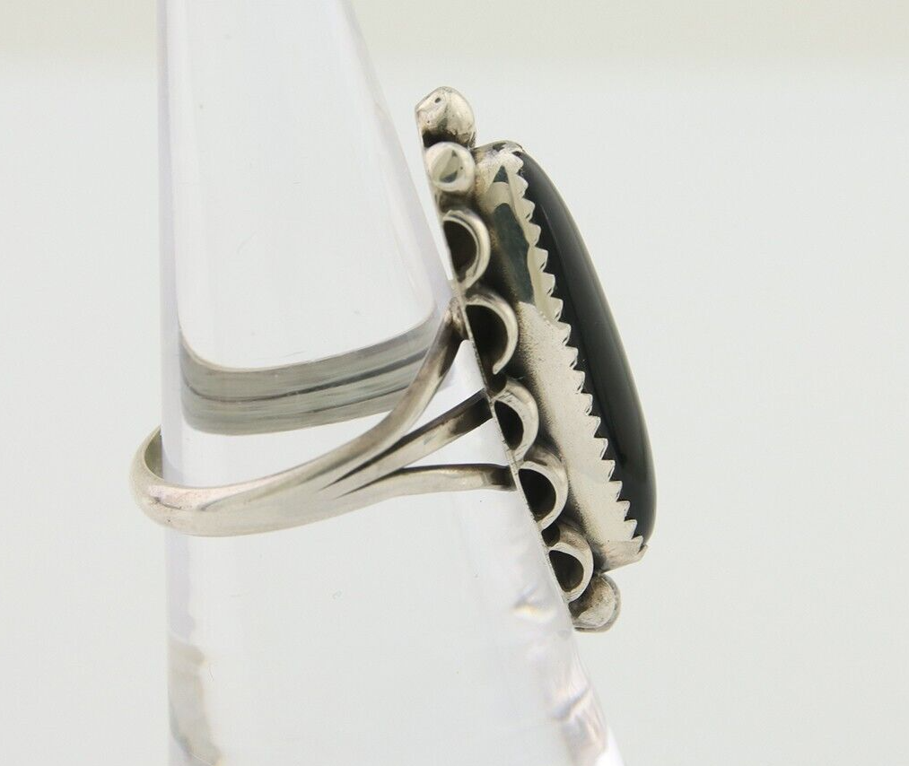 Navajo Handmade Ring 925 Silver Black Onyx Native American Artist C.80's