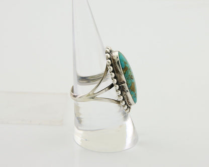 Navajo Shield Ring 925 Silver Arizona Turquoise Native Artist C.80's