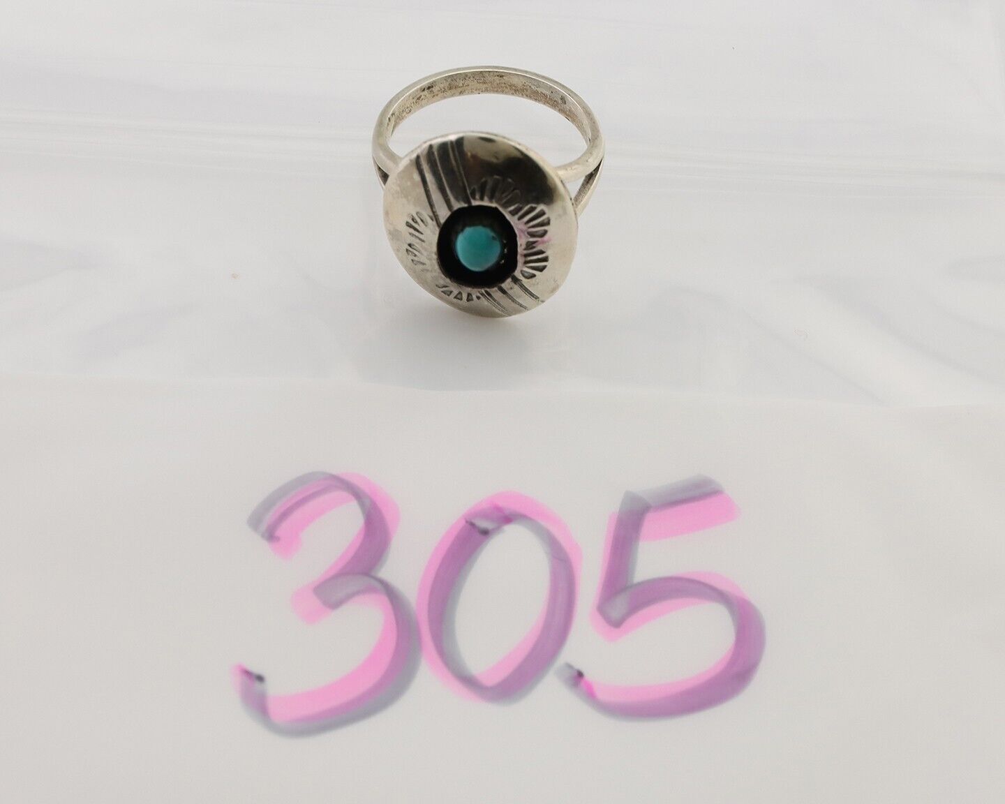 Navajo Handmade Ring 925 Silver Blue Turquoise Artist Signed BF C.80's