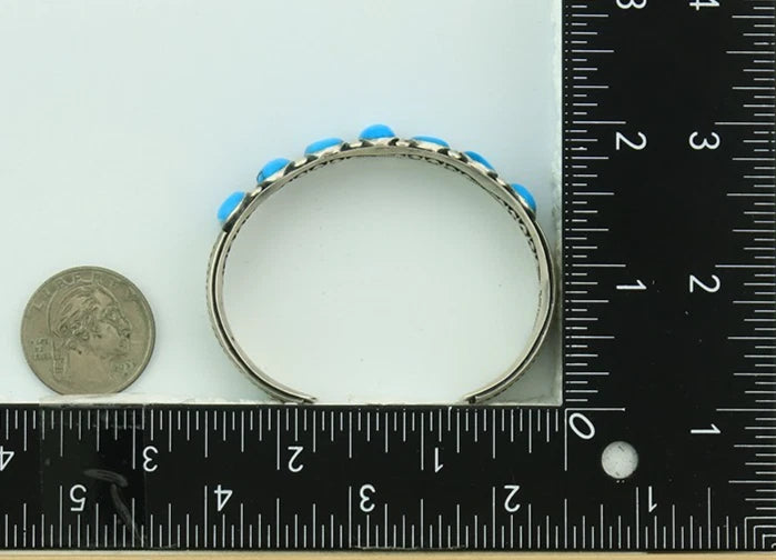 Navajo Cuff Bracelet 925 Sterling Silver Turquoise Handmade Vintage Leonard H