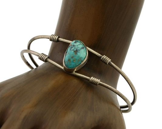 Navajo Bracelet 925 Silver Natural Blue Turquoise Native American C.80's