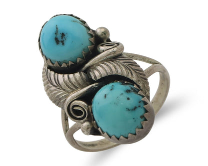 Navajo Ring 925 Silver Natural Blue Turquoise Native American Artist C.80's