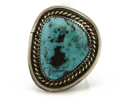 Navajo Ring .925 SOLID Silver Kingman Turquoise Artist Snail C.80's