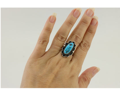Navajo Turquoise Ring 925 Silver Handmade Native American Artist C.80's