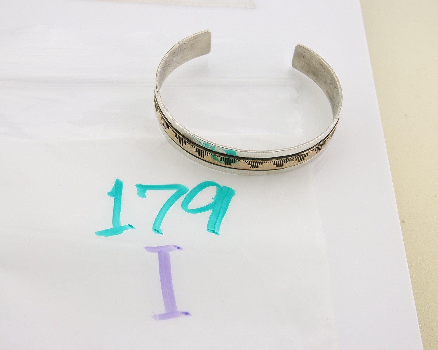 Navajo Bracelet 925 Silver & 12K Gold Cuff Artist Signed Randall Endito C.80's