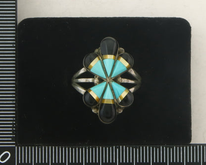 Vintage Navajo Ring 925 Sterling Gemstone Signed A Sunburst Size 8.25