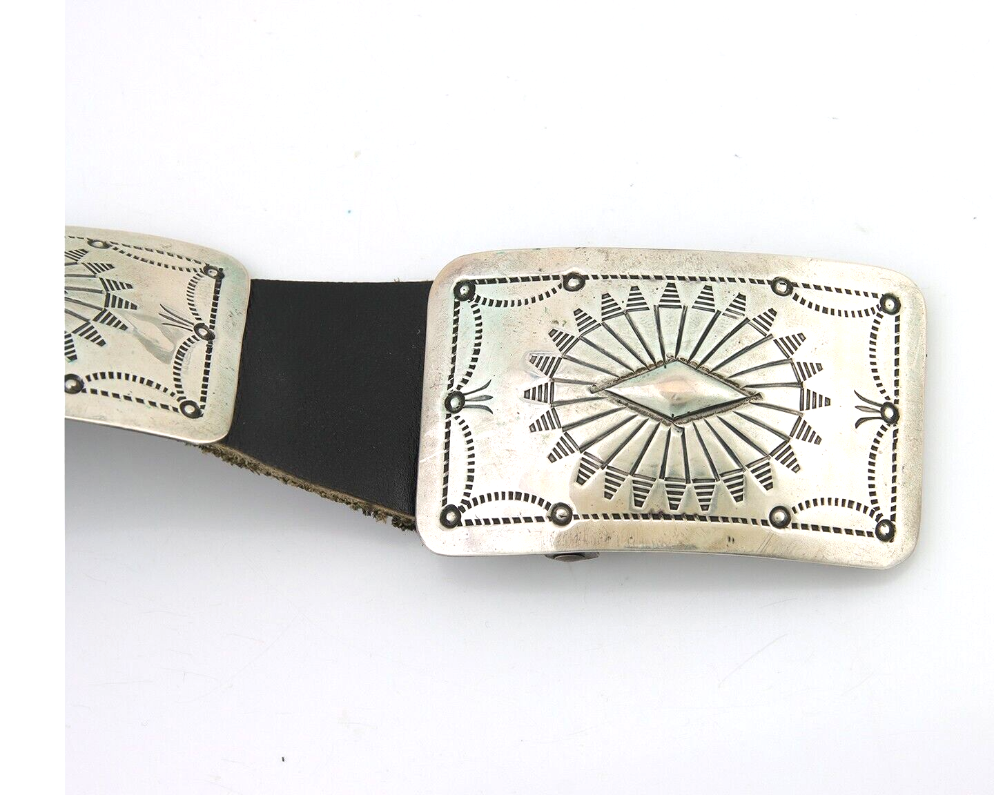 Navajo Concho Belt 925 Solid Silver Artist Signed Stover Paul C.80's