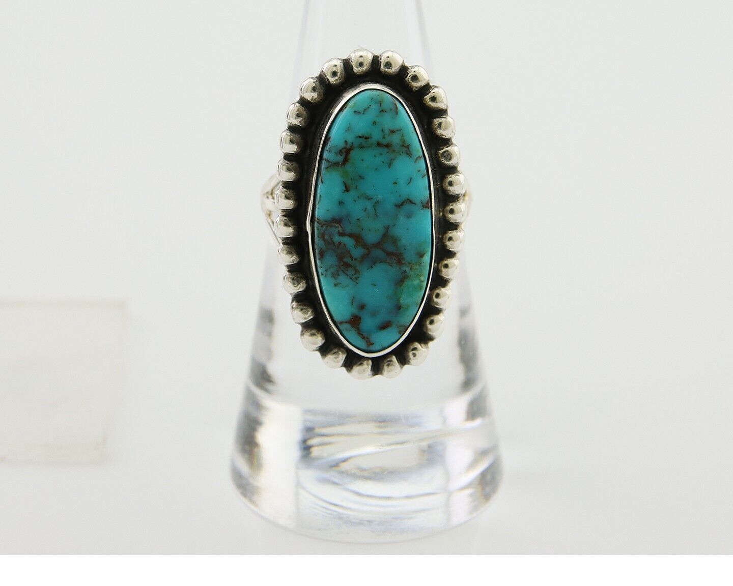 Navajo Shield Ring 925 Silver Arizona Turquoise Native Artist C.80's