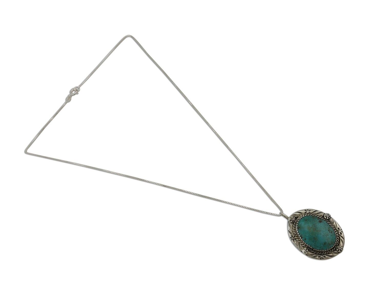 Navajo Necklace 925 Silver Natural Kingman Turquoise Native American C.80's