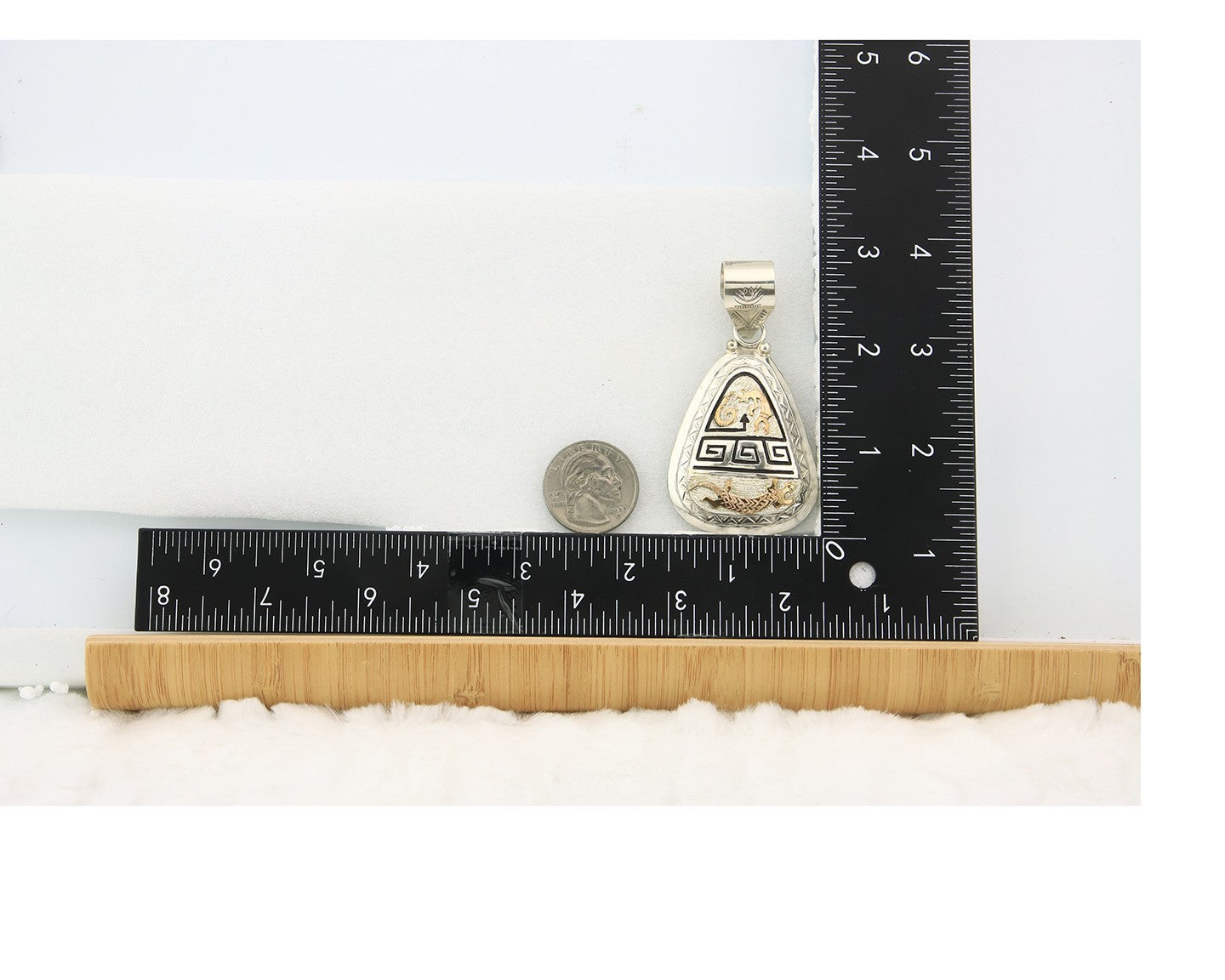 Navajo Kokopelli Pendant Sterling Silver & Gold Authentic Traditional Signed A