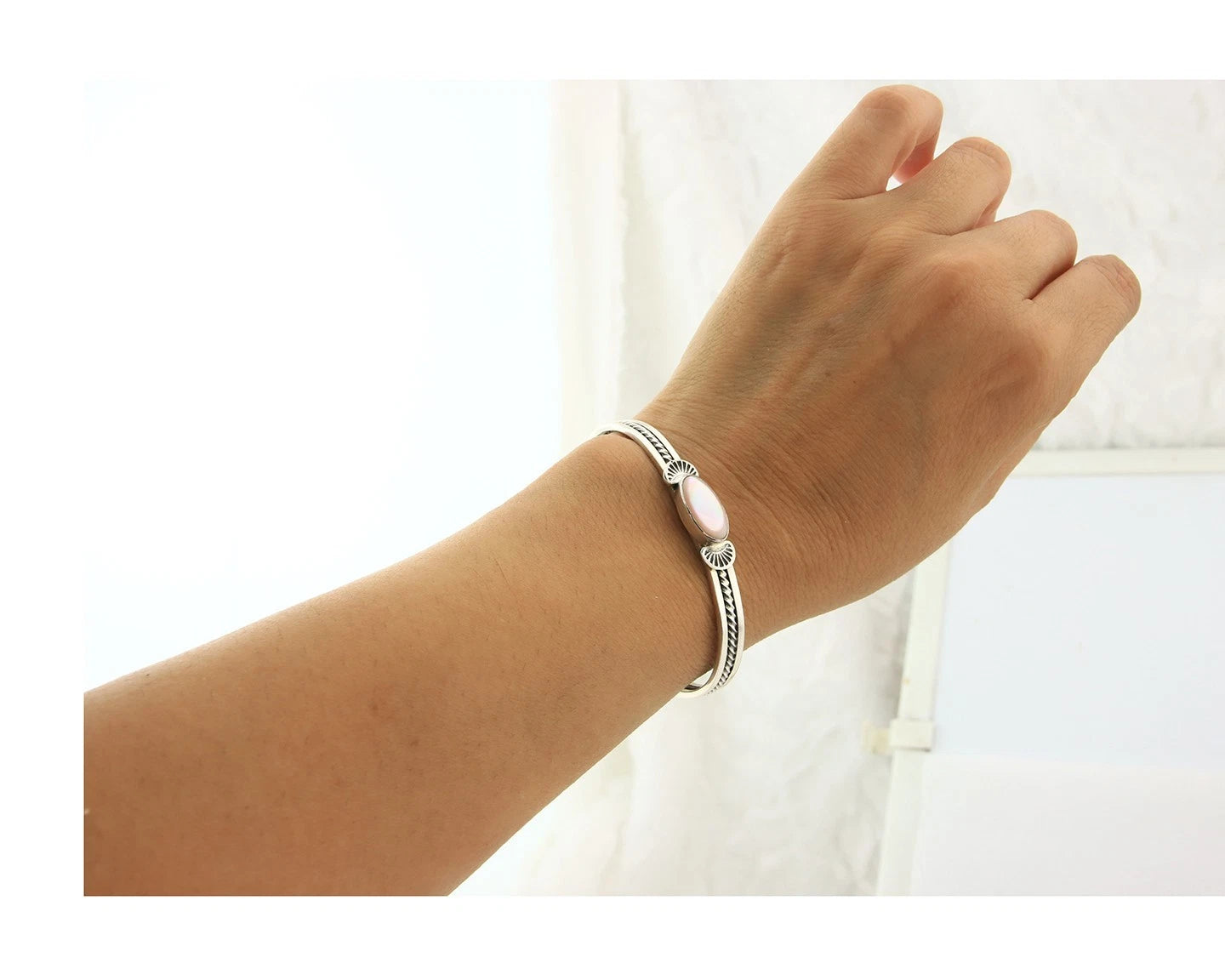 Navajo Cuff Bracelet Sterling Silver Authentic Pink Muscle Native Artist