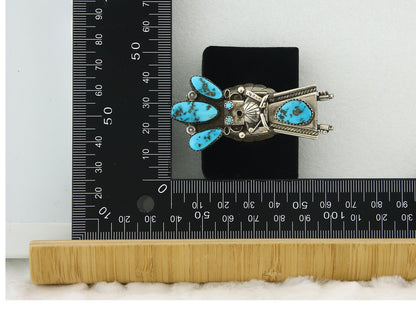 Vintage Navajo Ring Sterling Silver Turquoise Handmade Signed MO Size 10.5
