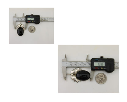 Navajo Pendant 925 Silver Natural Onyx Native Artist Signed NS C.80's