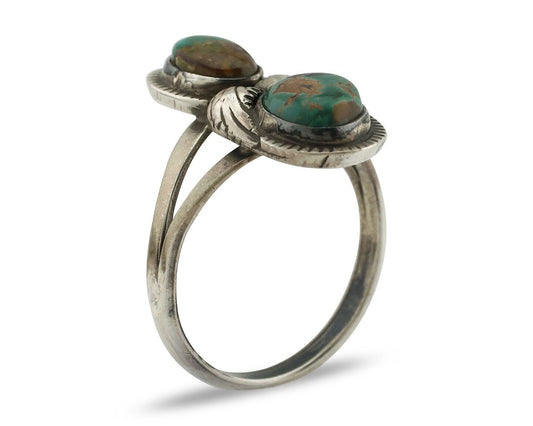 Navajo Ring 925 Silver Natural AAA Blue Turquoise Artist Signed Tom Willeto C80s