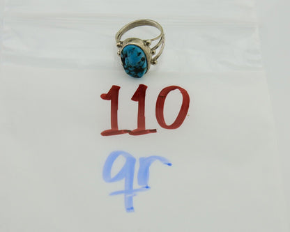 Navajo Handmade Ring 925 Silver Sleeping Beauty Turquoise Artist C.80's