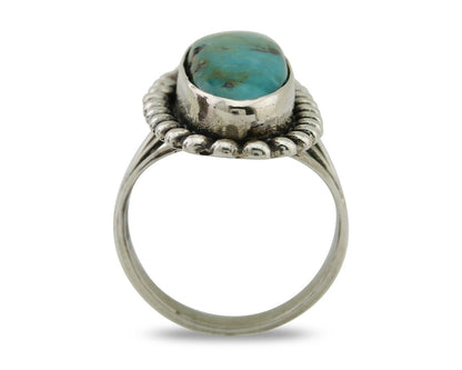 Navajo Shield Ring 925 Silver Arizona Turquoise Native Artist C.80's