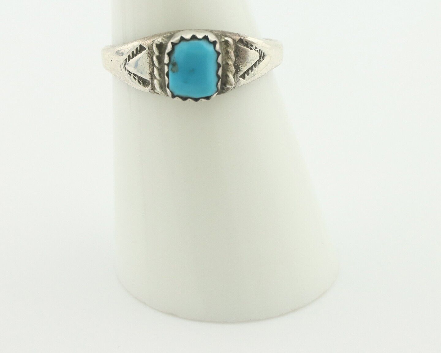 Navajo Ring .925 Silver Sleeping Beauty Turquoise Native American Artist C.80's