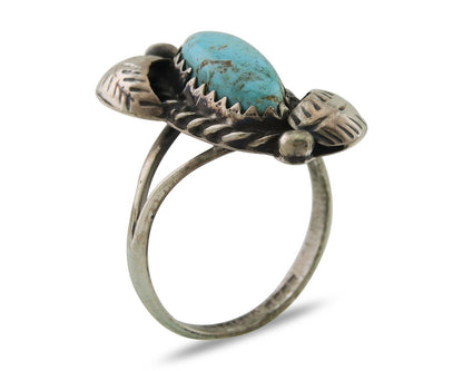 Navajo Ring 925 Silver Natural Blue Turquoise Native American Artist C.80's
