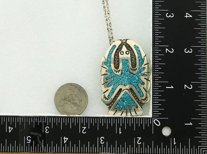 Navajo Necklace Sterling Silver Turquoise Vintage Signed RP