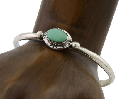 Navajo Bracelet 925 Silver Natural Turquoise Native American Artist C.80's