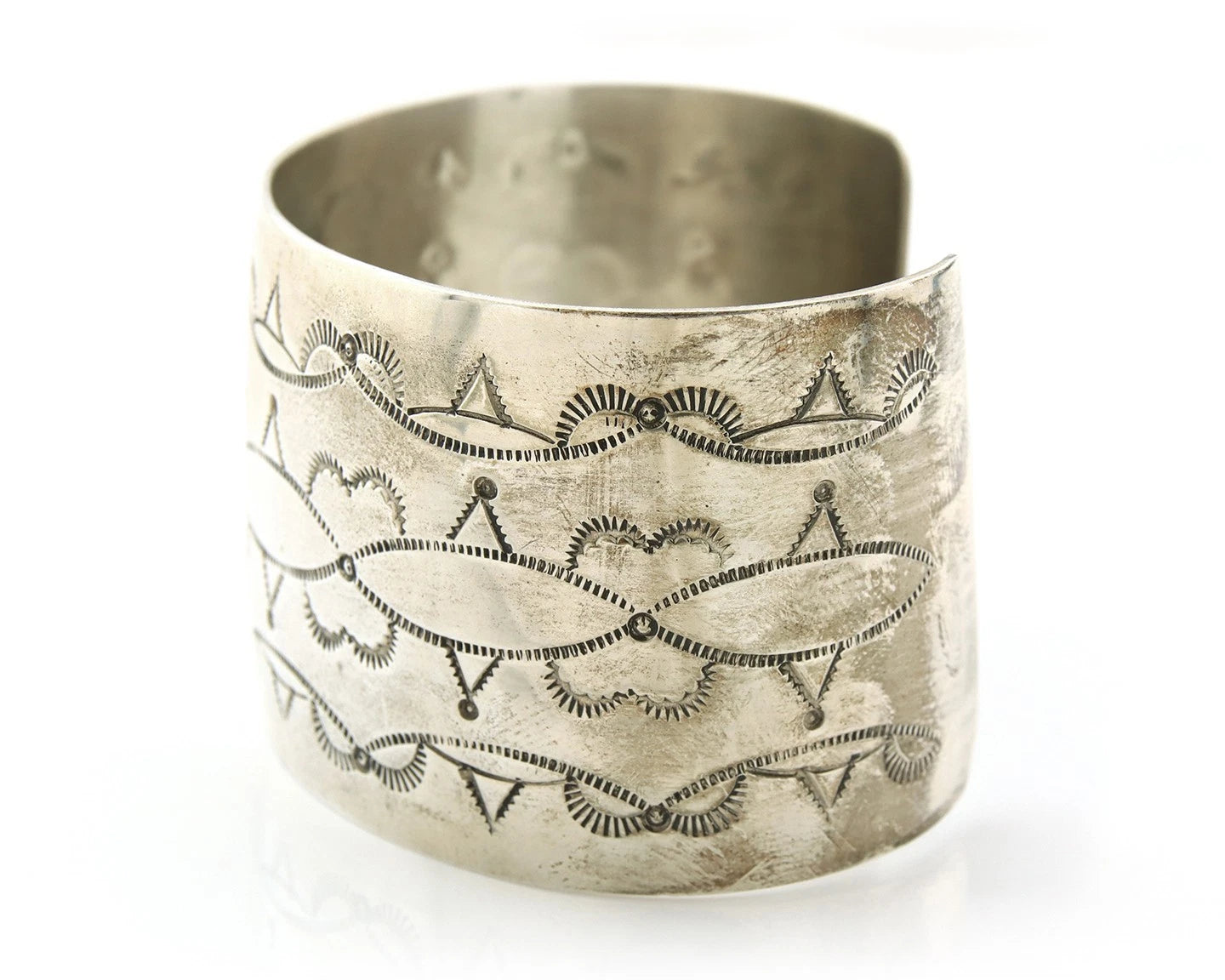 Navajo Cuff Bracelet Sterling Silver Handmade Vintage Signed Helen Long