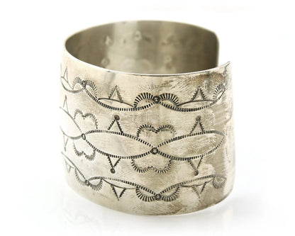 Navajo Cuff Bracelet Sterling Silver Handmade Vintage Signed Helen Long
