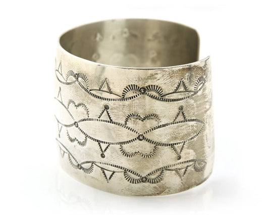 Navajo Cuff Bracelet Sterling Silver Handmade Vintage Signed Helen Long