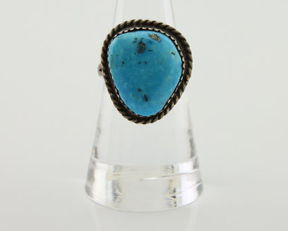 Navajo Ring 925 Silver Morenci Turquoise Native American Artist C.80's