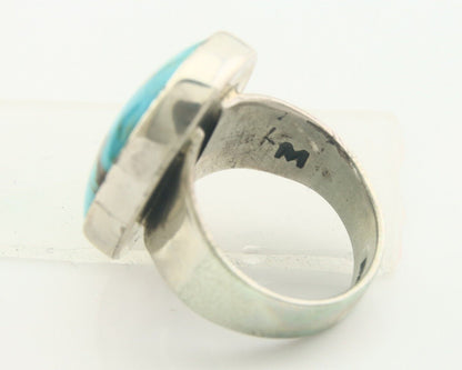Navajo Ring 925 Sterling Turquoise Handmade Signed M Montoya C.80's Size 10.25