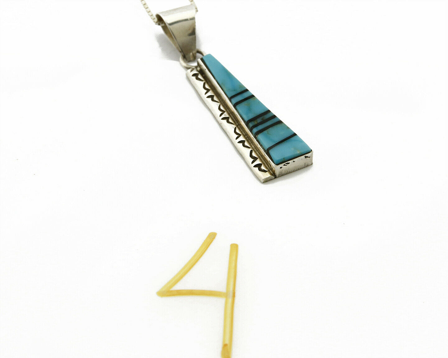 Navajo Inlaid Gemstone Pendant .925 Silver Handmade Signed SF C.80's