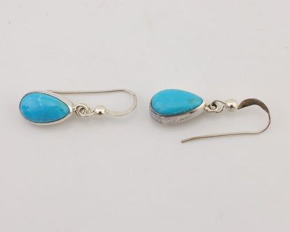 Navajo Dangle Earrings 925 Silver Natural Blue Turquoise Artist Signed M C.80's