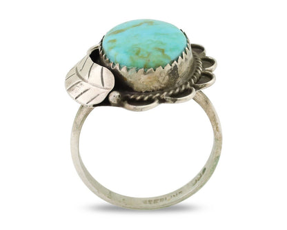 Navajo Handmade Ring 925 Silver Kingman Turquoise Native American Artist C.80's