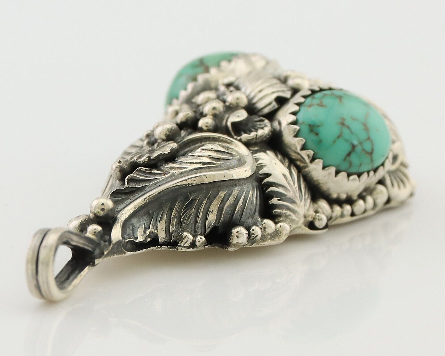 Navajo Pendant 925 Silver Natural Bisbee Turquoise Signed Tom Willeto C.80's