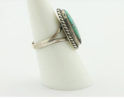 Navajo Ring 925 Silver Natural Blue Turquoise Signed M Montoya C.80's