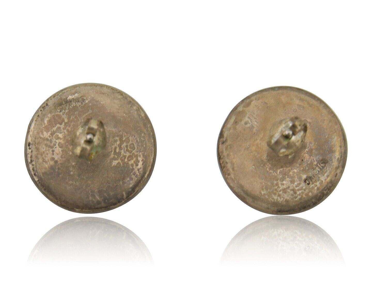 Navajo Shield Natural Turquoise Earrings 925 Silver Native American Artist C.80s