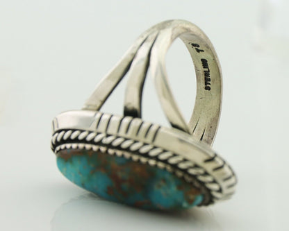 Navajo Handmade Ring 925 Silver Nevada Turquoise Artist Signed TS C.80's