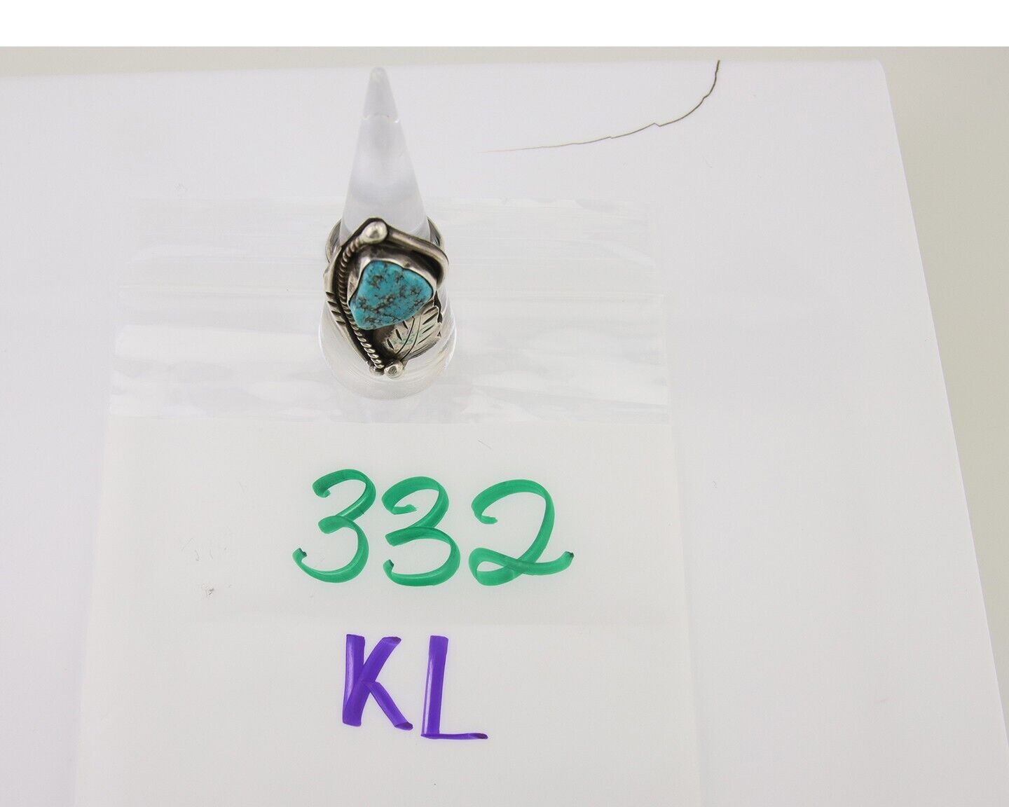 Navajo Ring 925 Silver Natural Blue Turquoise Signed David Garcia C.80's