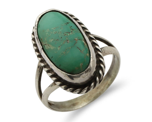 Navajo Ring 925 Silver Kingman Turquoise Artist Native American Signed C.80's