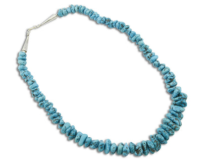 Navajo 24.1 mm Wide Undyed Nat. Blue Sleeping Beauty .925 Silver Necklace