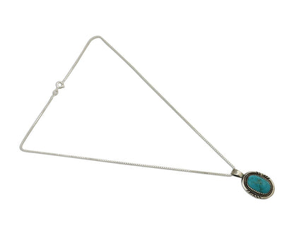 Navajo Necklace 925 Silver Kingman Turquoise Signed Anna Begay C.80's