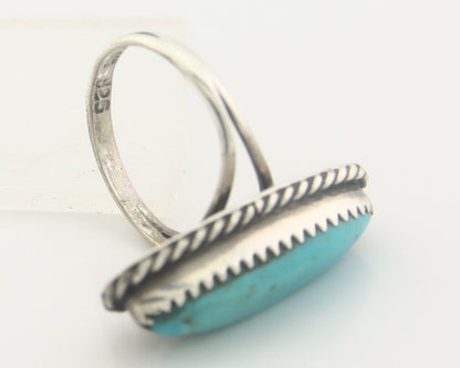 Navajo Ring 925 Sterling Natural Turquoise Native Artist C.80's Size 5.5