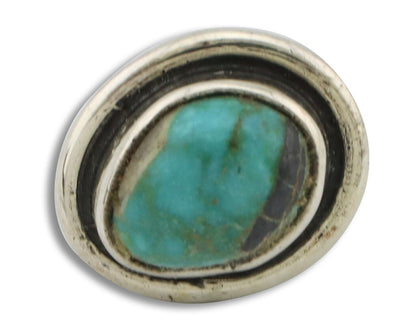 Navajo Tie Tack 925 Silver Natural Mined Turquoise Native American Artist C.80's